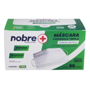 Mascara Cirurgica Nobre Tripla Camada e Elastico 50UN Verde