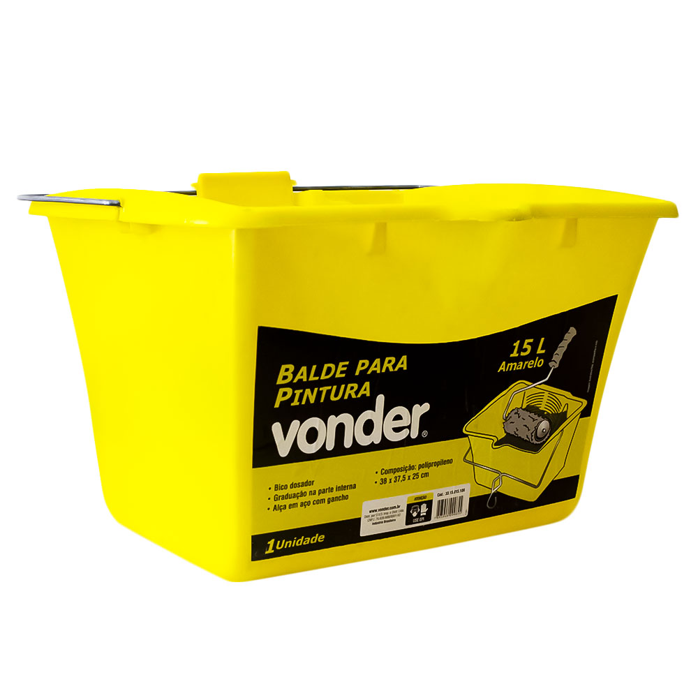 Balde Caçamba para Pintura Vonder Amarelo 15 Litros