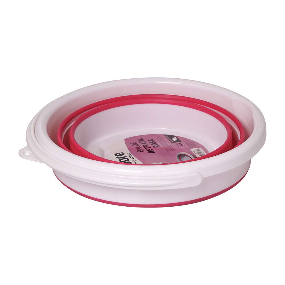 Balde Retrátil Nobre 10 Litros Branco e Rosa